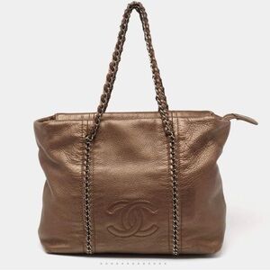CHANEL Metallic Caviar Chain Tote